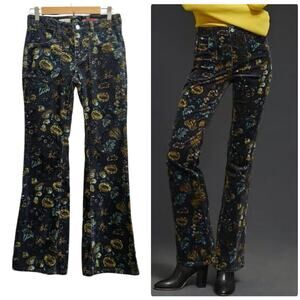 Pilcro Anthropologie The Icon Size 26 Print Corduroy Flare Pant 29.5 Inch Inseam